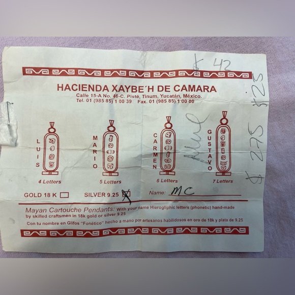 Vintage Oro Maya Mayan Cartouche Pendant Hieroglyphic Letters MC Silver 9.25 - Picture 4 of 7